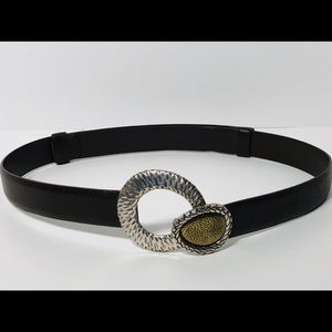 Beautiful brown leather gold & silver buckle